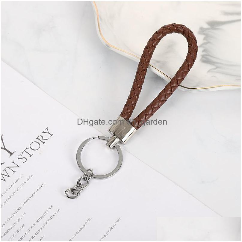 Keychains Lanyards Woven Leather Rope Key Chain Car Pendant Keyring Cartoon Accessories Bag Stall liten gåva grossist Drop Delivery DHZ3X