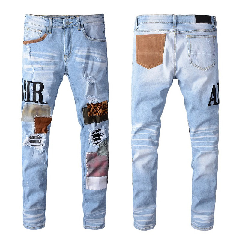 Men's jeans ripped motorcycle classic denim jogger style women's jeans hand-painted old style hand-woven to do old fashion casual slim cotton women's washed loose28-40