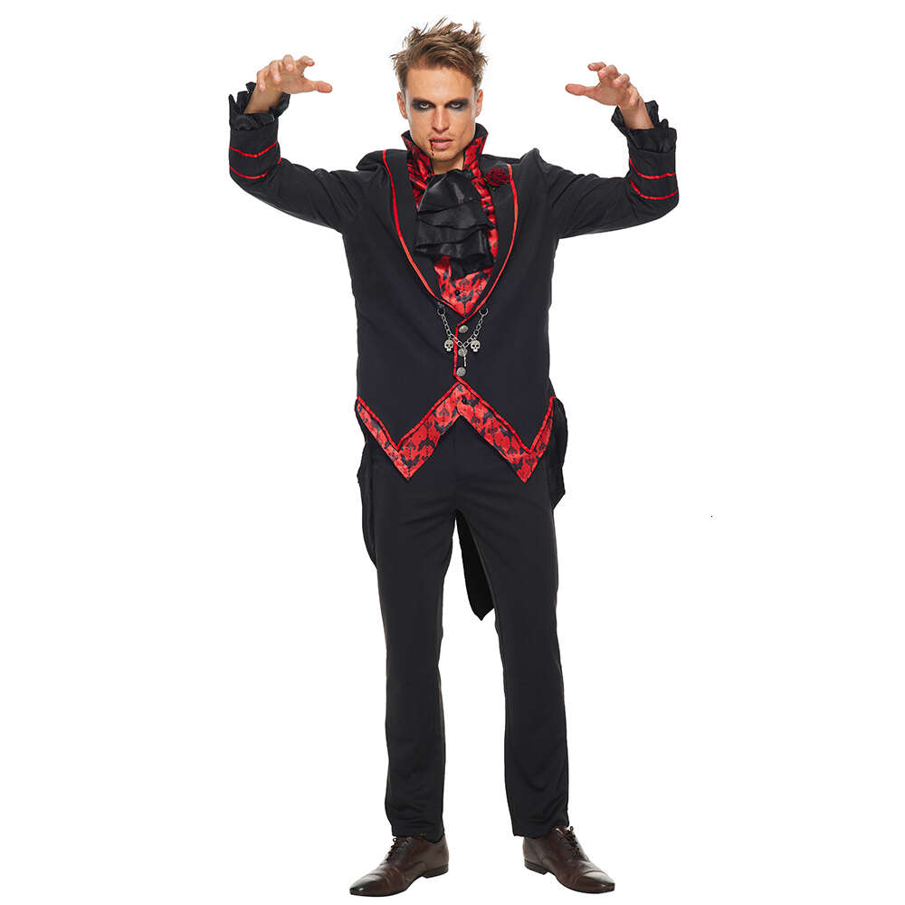 Cosplay Eraspooky Masculino Medieval Vampiro Diabo Trench Coat Gótico Adulto Traje de Halloween Conde Drácula Cosplay Páscoa Carnaval Partycosplay