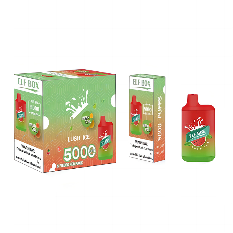 ELF Box 5000 퍼프 회기 대상 vape 펜 키트 충전식 메쉬 코일 e 담배 기화기 12ml 포드 카트 0% 2% 3% 5% 20 색상