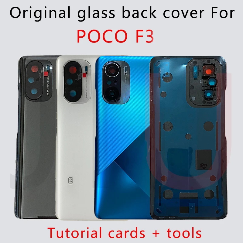 Xiaomi Poco F3 5Gバッテリーカバー、Poco F3バックガラスカバー、ポコフォン交換部品の100％新規