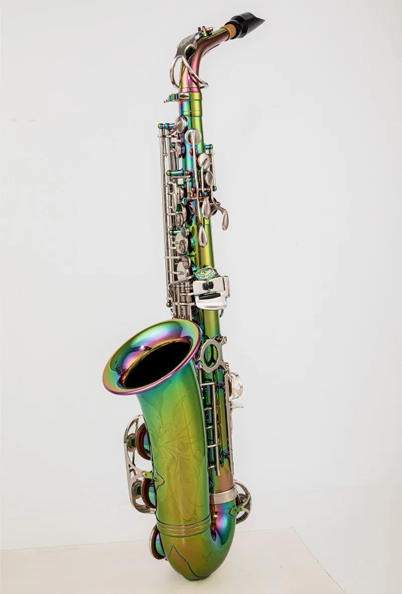 High Alto EB Tune Saxophone Ny ankomst Mässing Dazzling Color Lacquer Music Instrument E-Bat Sax med falltillbehör