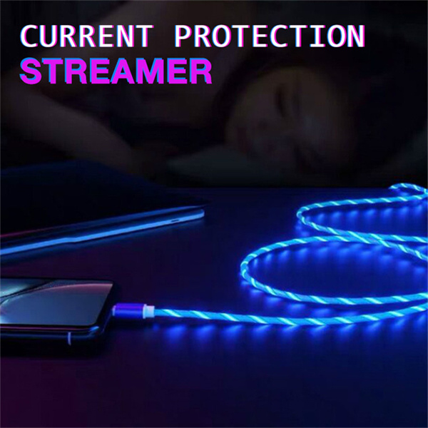 Luminescence LED 3 en 1 Câble de charge rapide IOS Type C Micro USB Chargeur pour Iphone Samsung Huawei Oppo Xiaomi Câbles de téléphone Tablette Haut-parleur Ligne Cordon de charge 5V 3A