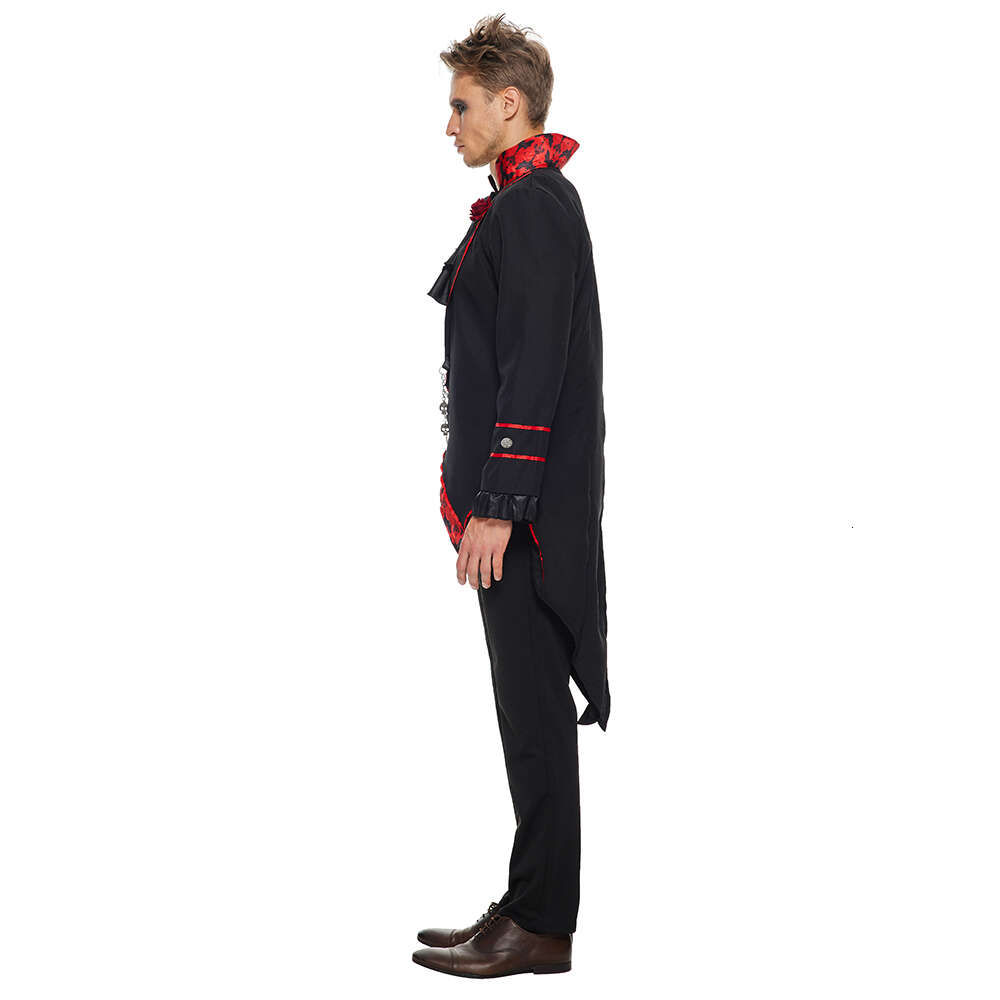 Cosplay Eraspooky Masculino Medieval Vampiro Diabo Trench Coat Gótico Adulto Traje de Halloween Conde Drácula Cosplay Páscoa Carnaval Partycosplay