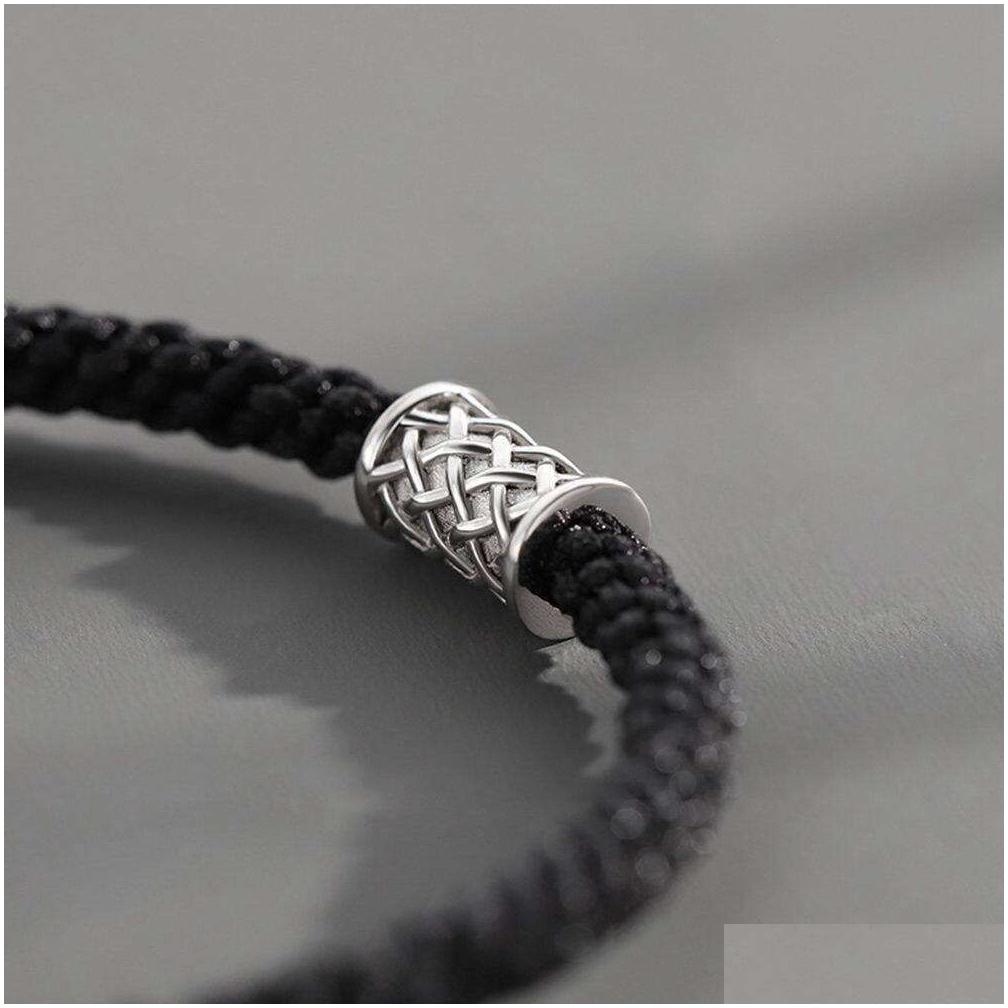 D XINSU38 Verstelbare retro -geometrie eenvoudige letters Zeven deugden Handring Gevlochten touw Sieraden Gift Men Schakelbanden Koreaanse sieraden OTII0