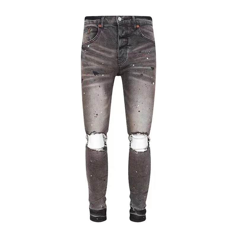 High quality Men's Women's Purple Jeans Designer Jeans Fashion distress Ripped biker Women's denim Goods High Street Fashion Jeans Factory Direct