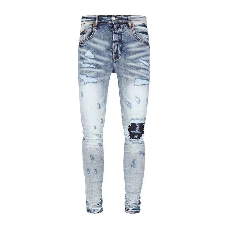 High quality Men's Women's Purple Jeans Designer Jeans Fashion distress Ripped biker Women's denim Goods High Street Fashion Jeans Factory Direct