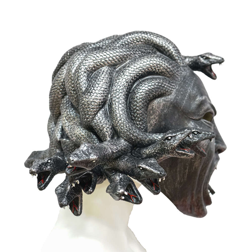 Cosplay Eraspooky Evil Medusa Medusa Latex Snake Demon Queen Gorgons Cosplay Mask Black Full Face Headgear Easter Halloween Partsplay