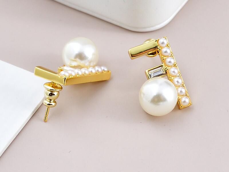 Realfine888 Stud Earrings FD F is Frist Earring Iconic Jewelry Luxury Designer Jewellery For Woman With Box