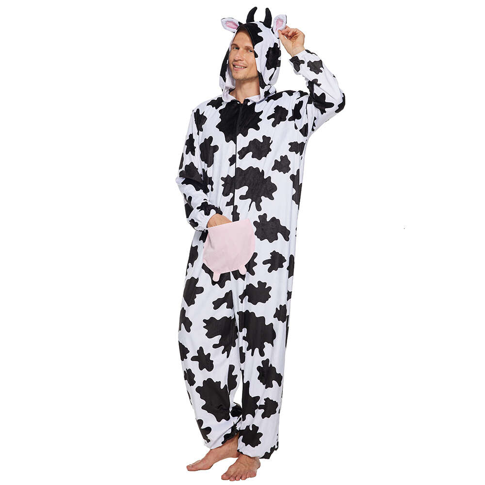 cosplay Eraspooky Adult Cows Pamas Women Onesies Hooded Men Full Body Sleepwear Animal Kigurumi Cosplay Carnival Christmas Costumecosplay