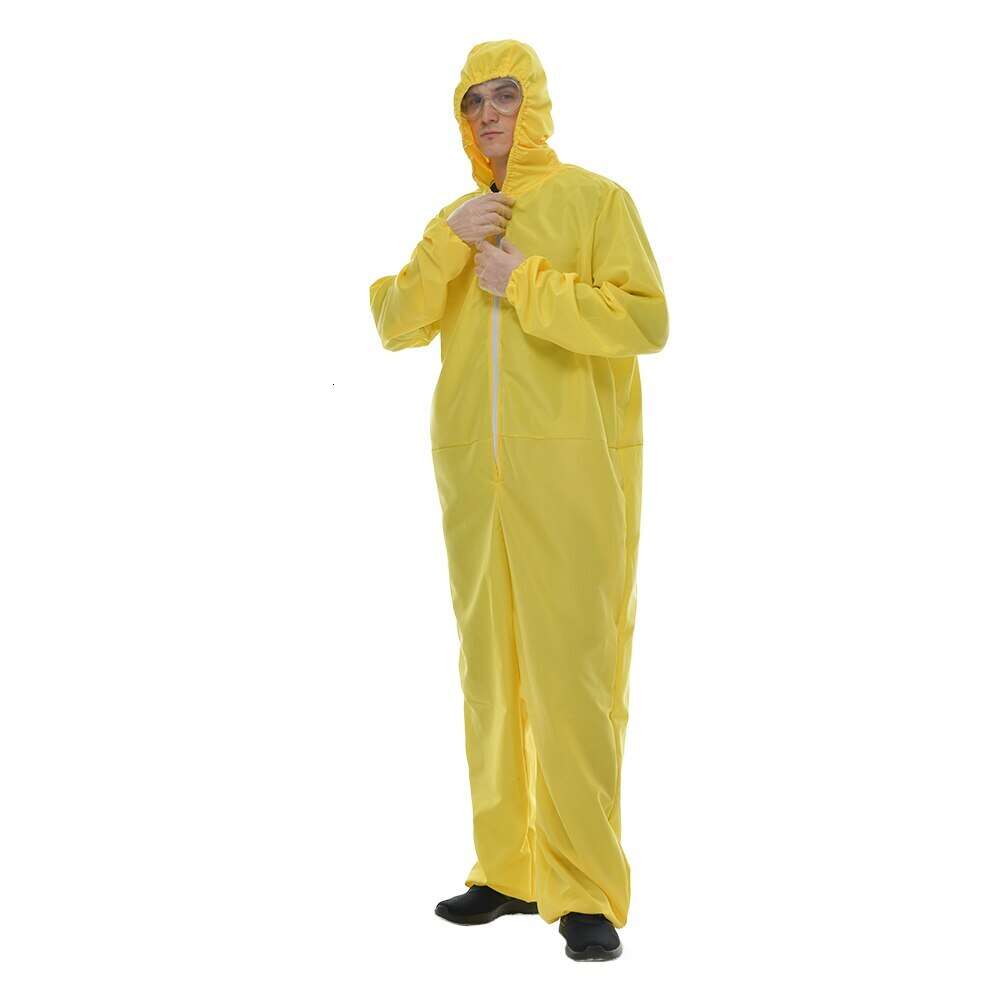 cosplay eraspooky Carnival Men Yellow Biohazard Costume Adult Laboratory Mundur Game NPC Rola Gra Gra Suit Easter Purim Fancy Dresscorplay