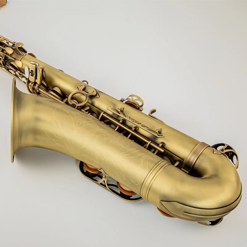 Images réelles R54 Saxophone ténor référence cuivre Antique B Instrument à vent plat avec étui embout anches cou 01