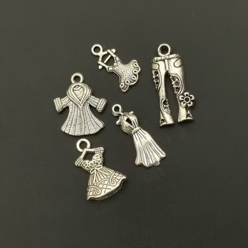 50 шт. античное серебро платье джинсы сплав подвески с подвесками для DIY ожерелье ювелирных изделий ремесло A-830