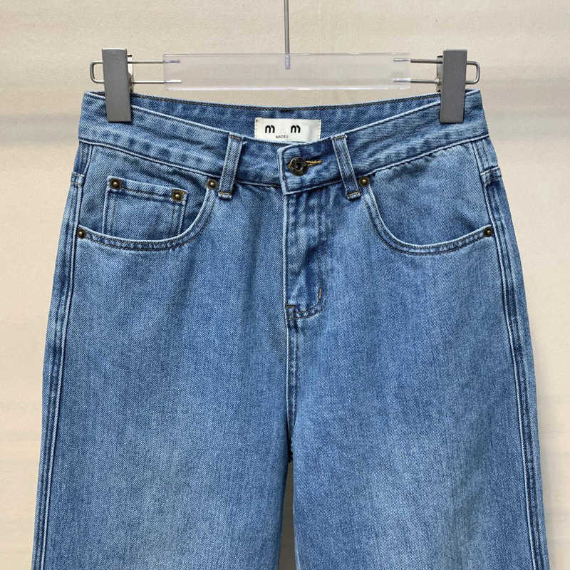 Jeans femininos designer de qualidade mulheres outono novo estilo jeans correto saco traseiro feminino bordado manga reta solta e fina k30k