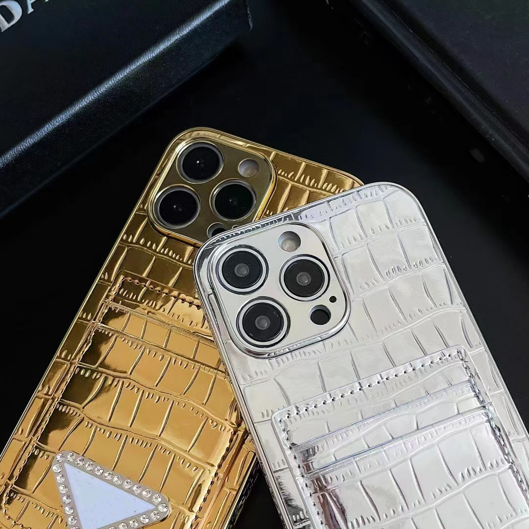 Funda para iPhone Funda para teléfono de diseñador con tarjetero para iPhone 15 Pro Max Fundas Apple iPhone 14 13 12 11 X XR XS XsMax Fundas para teléfono celular con patrón de cocodrilo ostentoso de lujo