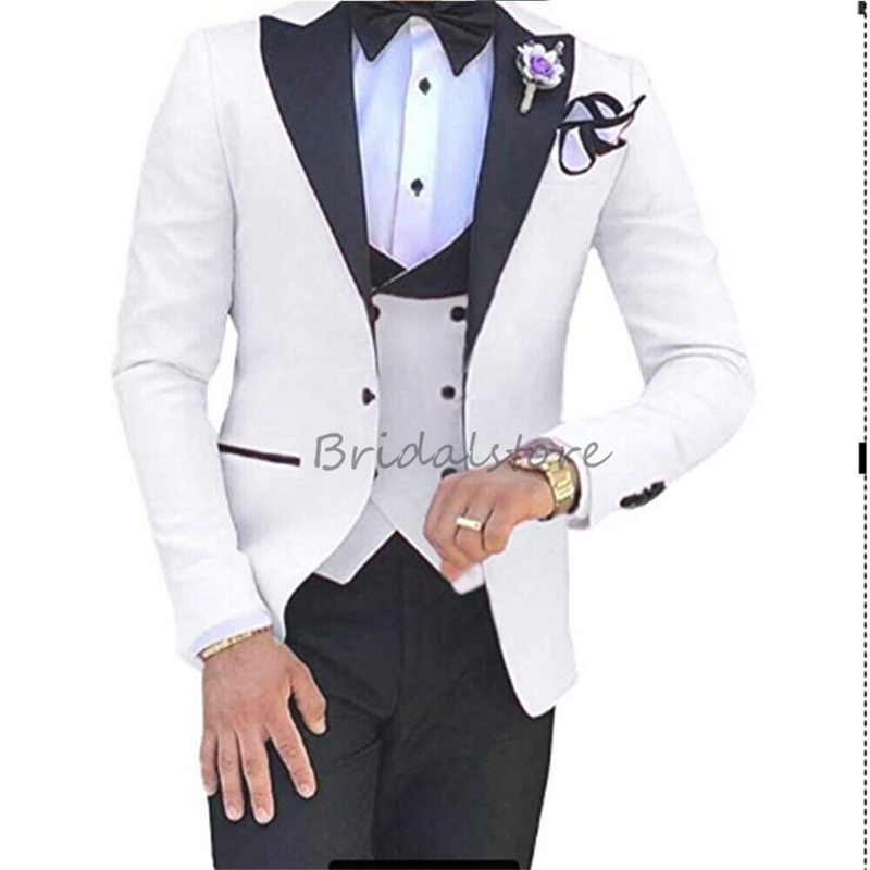 Tuxedos de mariage rose avec noir Slim trois pièces gilet pantalon manteau revers cranté hommes blazers gilet ajusté marié hommes costume homme fit homme bal fête porter 2024