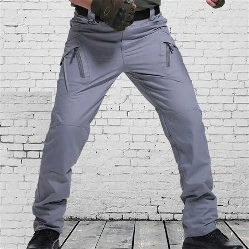 メンズパンツ戦術的なマルチポケットカーゴパンツ屋外ハイキング釣り防水パンツ快適なソリッドカラー耐久性のあるズボン