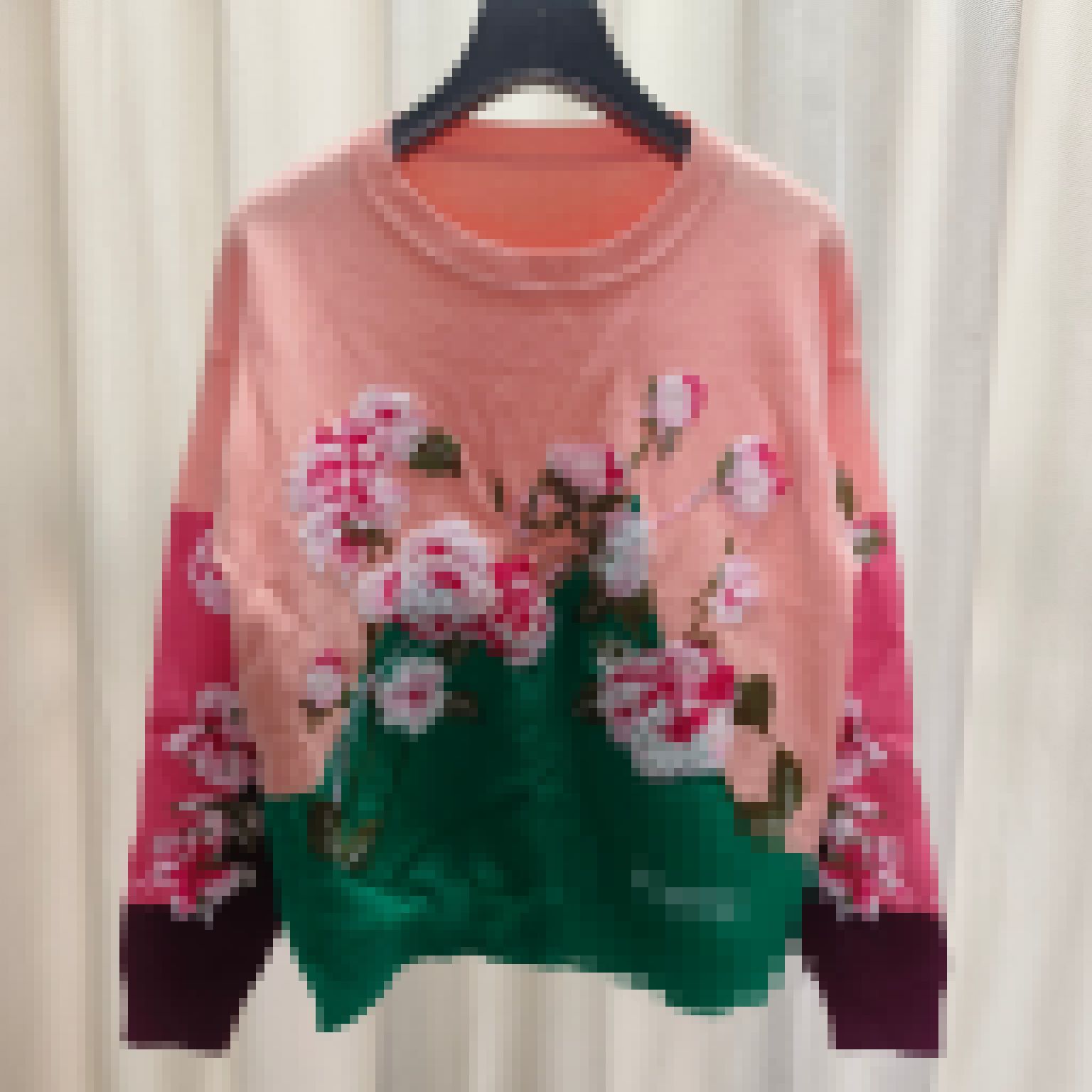 2023 Pink/Lavender Floral Embroidery Women's Pullover Brand Same Style Women's Sweaters DH160