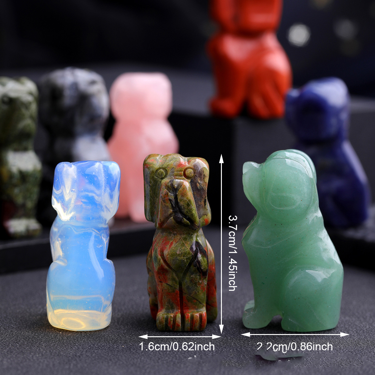 Statua di cane pietra naturale cristallo intagliato guarigione animale cane figurine Reiki pietra preziosa artigianato decorazione della casa regali di festa