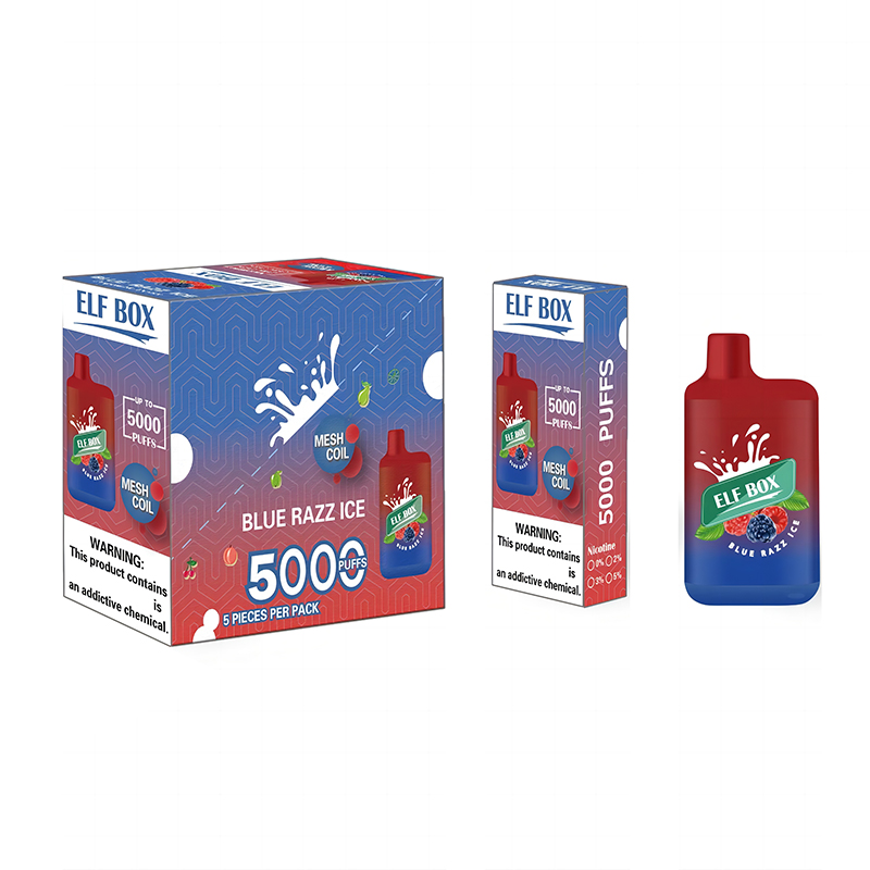 Elf Box 5000 Puffs Einweg-Vape-Stift 20 Farben wiederaufladbare E-Zigaretten Mesh Coil Vapes 12 ml Pod-Kartuschen 0 % 2 % 3 % 5 % Verdampfer