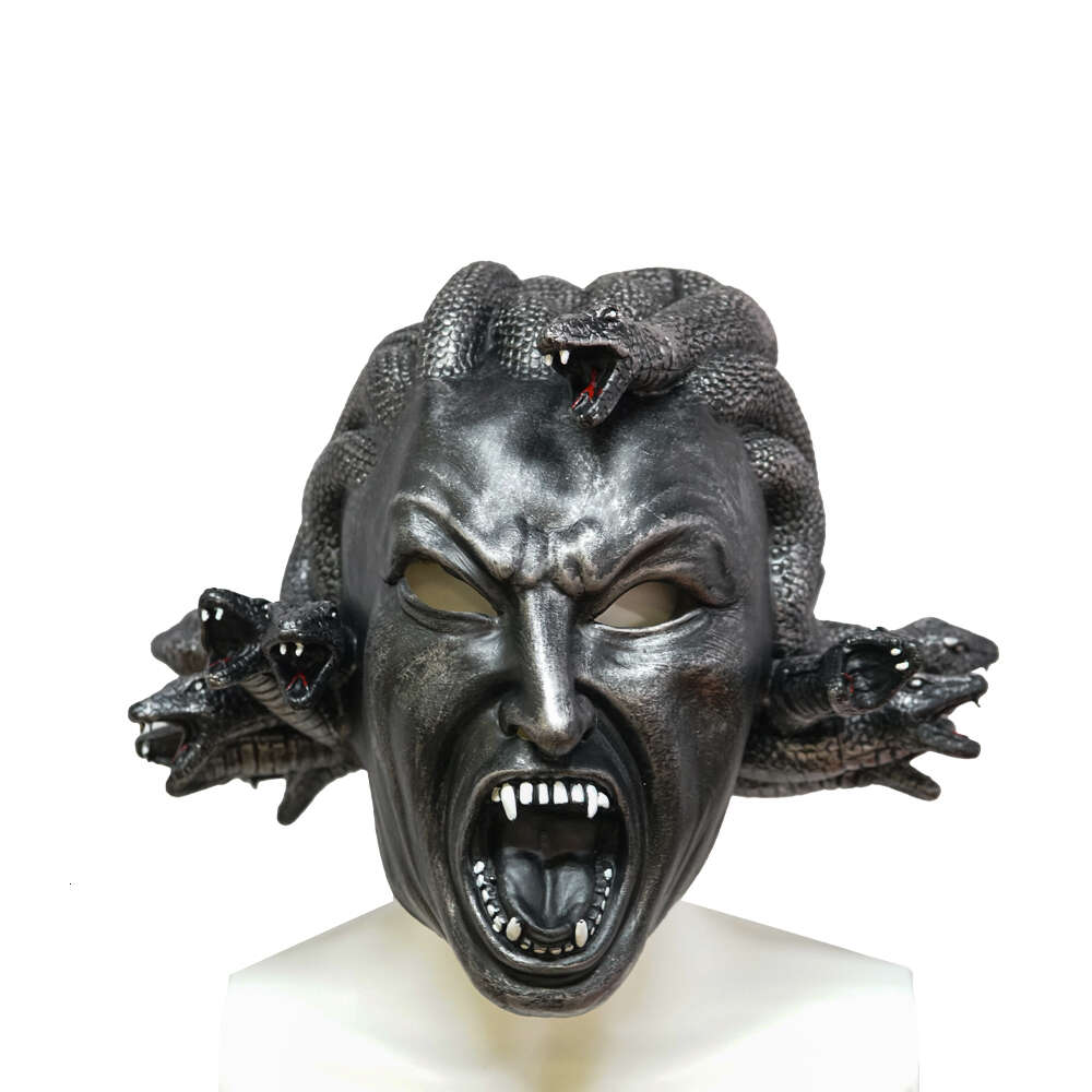 Cosplay Eraspooky Evil Medusa Medusa Latex Snake Demon Queen Gorgons Cosplay Mask Black Full Face Headgear Easter Halloween Partsplay