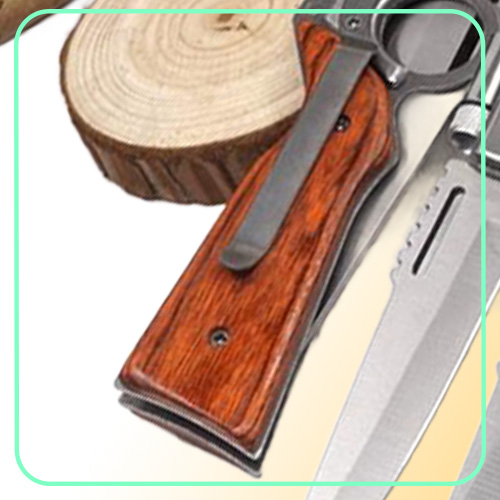 AK47 RIFLE Gun Shaped Folding Knife S Size 440 Blade Pakka Wood Handle Pocket Tactical Camping Outdoors Survival Knives With LED L6039167