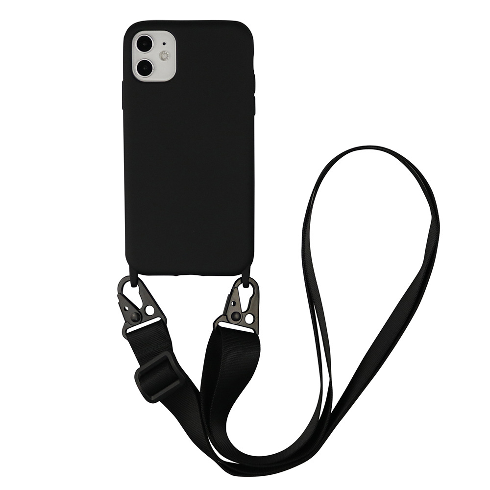 Crossbody colar titular casos de telefone para iphone 15 14 13 12 11 cordão líquido silicone caso capa com alça de cabo corda