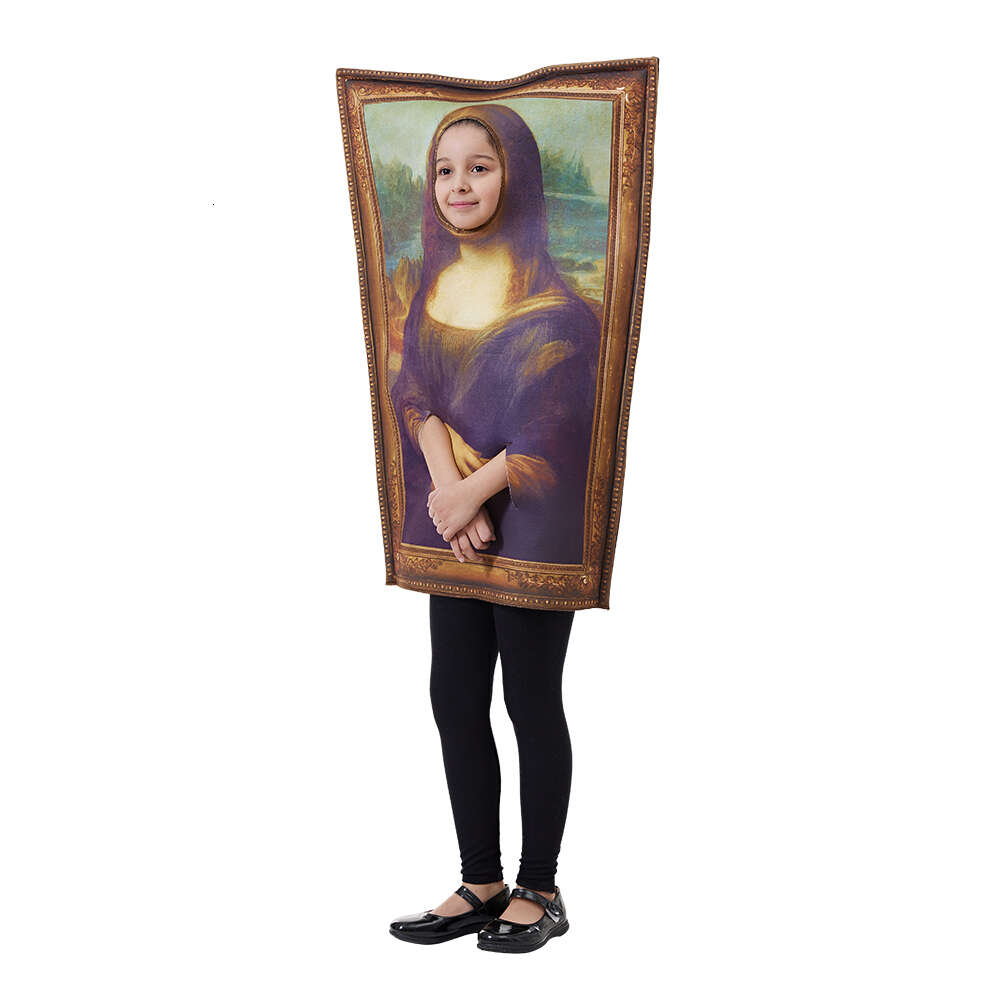 cosplay eraspooky halloween barn roliga mona lisa väggmålning dräkt unisex svamp jumpsuit barn porträtt cosplay outfit carnival party purimcosplay