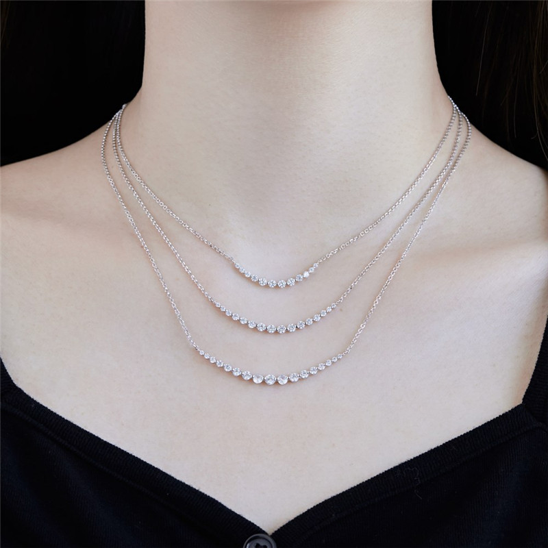 Bling s925 Sterling Silver Tennis Necklace Designer for Woman Iced Out 5A Zirconia Round Diamond Pendants Womens Choker Necklaces Luxury Wedding Jewelry Gift Box