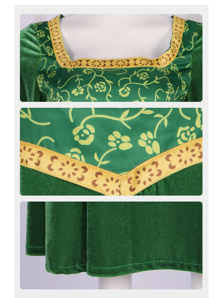 Monster Shrek Cos Costume Fiona Princess Cosplay Costume Green Dress Same Role Playing Costume