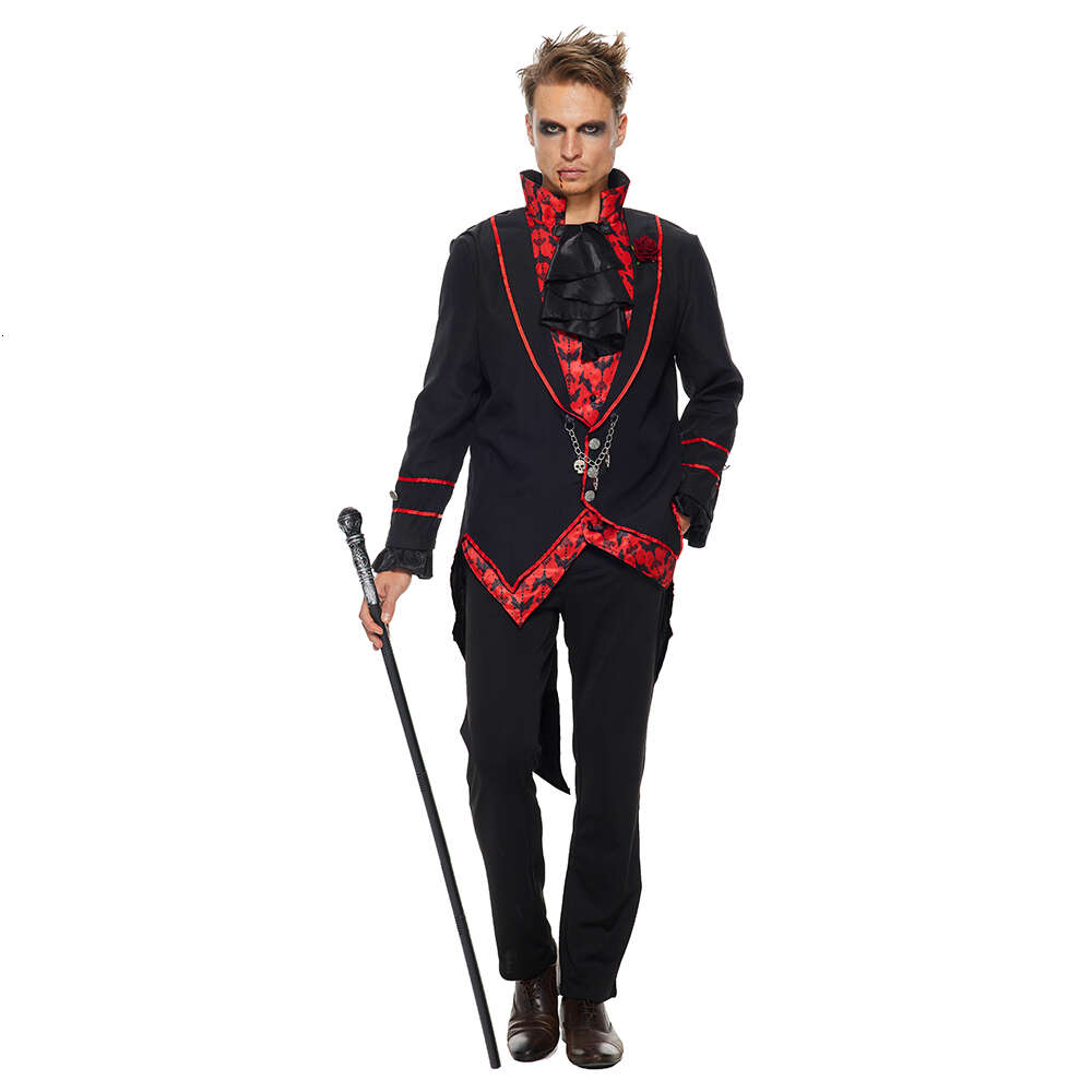 Cosplay Eraspooky Masculino Medieval Vampiro Diabo Trench Coat Gótico Adulto Traje de Halloween Conde Drácula Cosplay Páscoa Carnaval Partycosplay