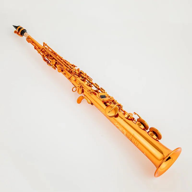 Tillverkad i Frankrike Mark VI Brass Straight Soprano Sax Saxophone BB B Flat Woodwind Instrument Natural Shell Key Carve Mönster