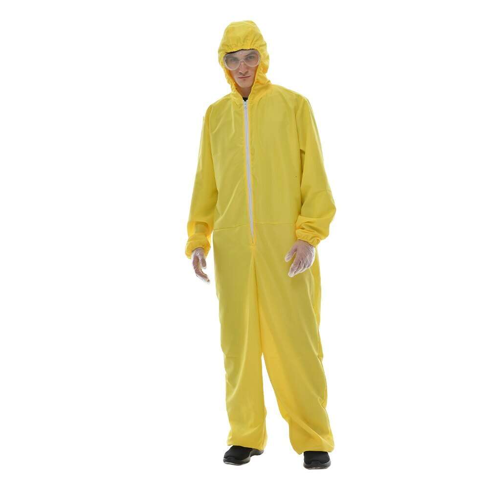 cosplay Eraspooky Carnaval Hommes Jaune Biohazard Costume Adulte Laboratoire Uniforme Jeu PNJ Jeu de Rôle Costume Pâques Pourim Fantaisie Dresscosplay