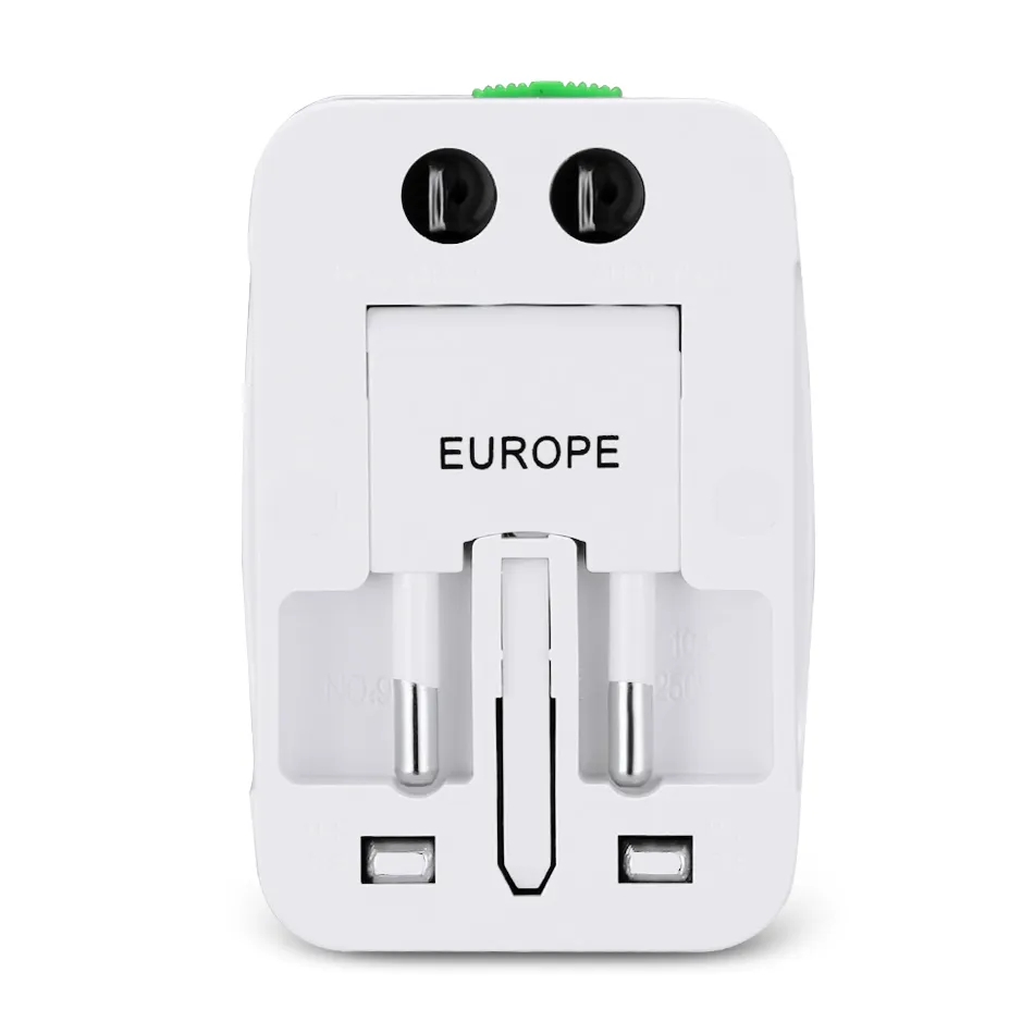 شحنات الجدار الدولية محول السفر العالمي سد Universal Socket Eu Eu eL in in One World Wide Plug Pluct Home Wall مع حزمة البيع بالتجزئة