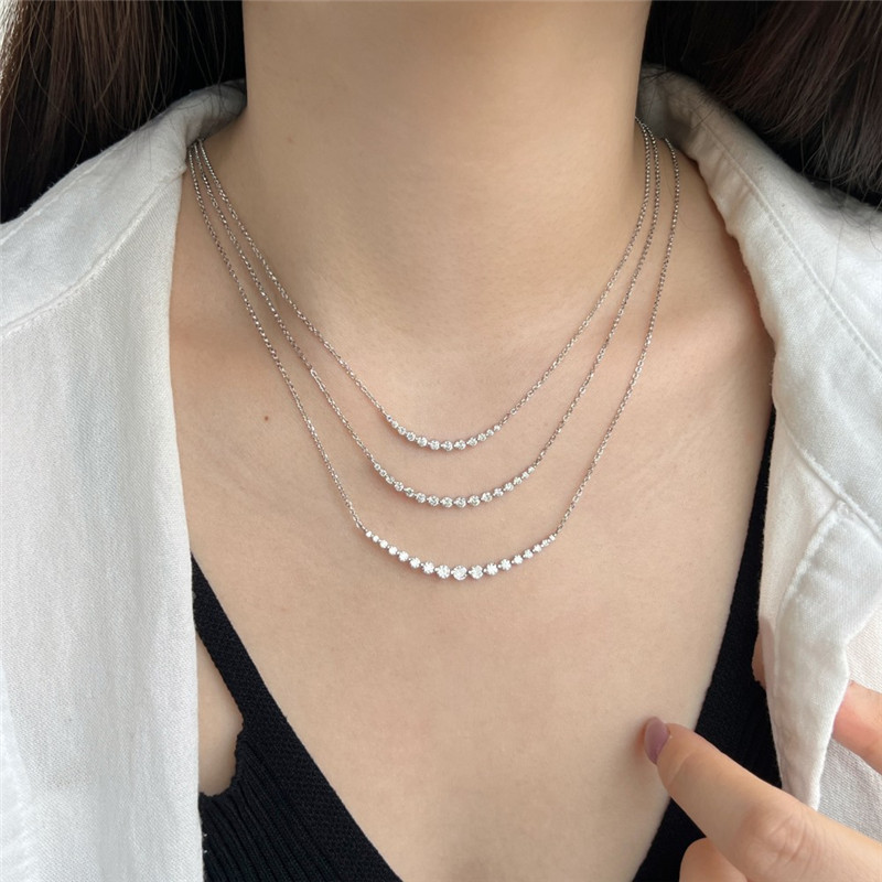 Bling s925 Sterling Silver Tennis Necklace Designer for Woman Iced Out 5A Zirconia Round Diamond Pendants Womens Choker Necklaces Luxury Wedding Jewelry Gift Box