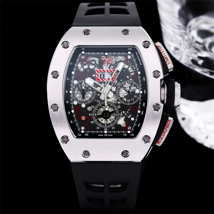 011 Luxury Classic Watch For Men Designer Watchs Mens Watches 7750 Chronograph Mechanical Movement Carbon Fiber Case Rubber Strap Wristwatches Montre de Luxe