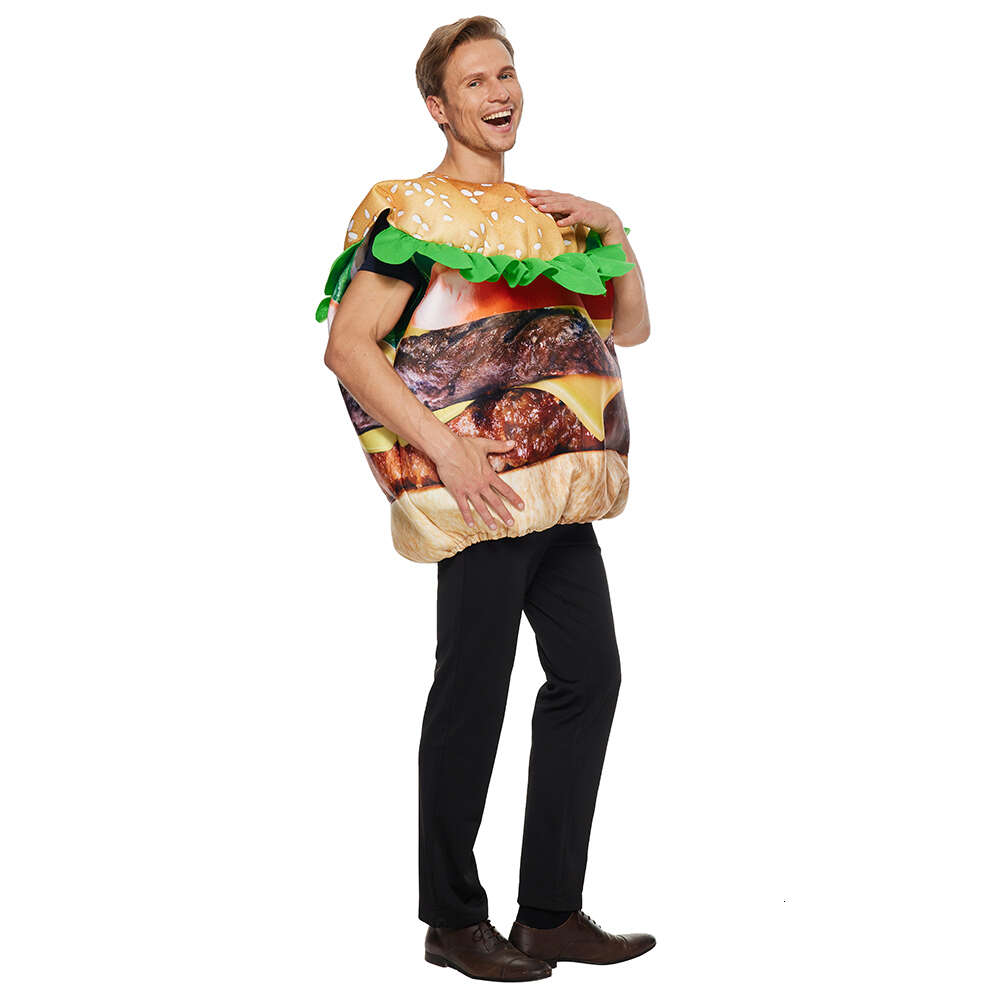 cosplay Eraspooky Hamburgerkostuum voor volwassenen Unisex Halloween-kostuums Grote Cheeseburger Jumpsuits Voedsel Cosplay-outfits Carnaval Partycosplay