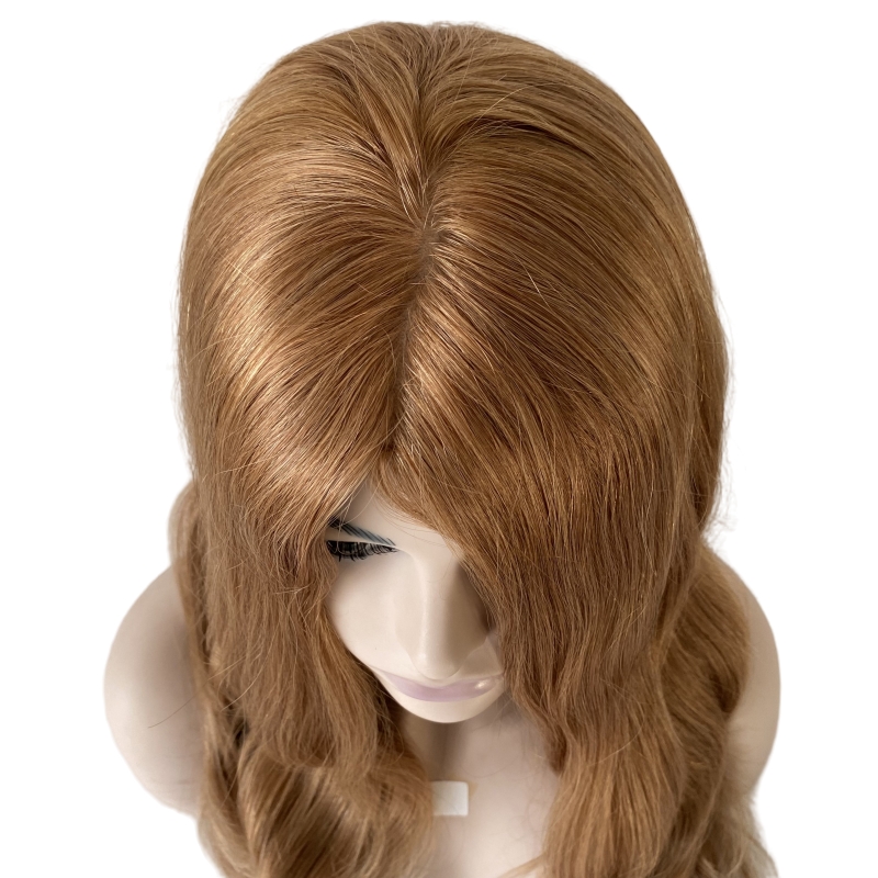 22 tum mongoliska jungfruliga mänskliga hår kosher peruk silkeslen rak honung blond färg 27# judiska peruker för vit kvinna