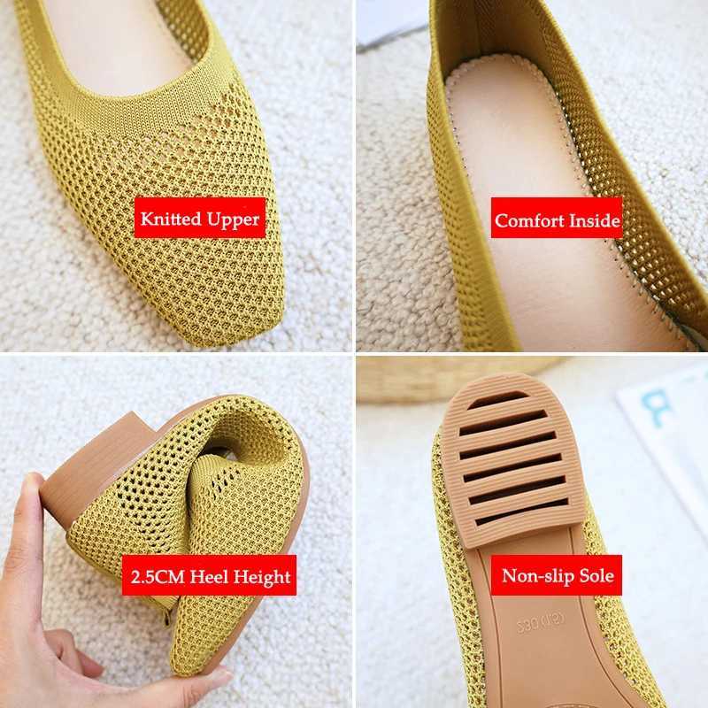 2023 Mesh Shallow Loafers Ladies Slip on Soft Bottom Boat Shoes Knit Fabric Ballet Flats Breathable Women Zapatos De Mujer 231024