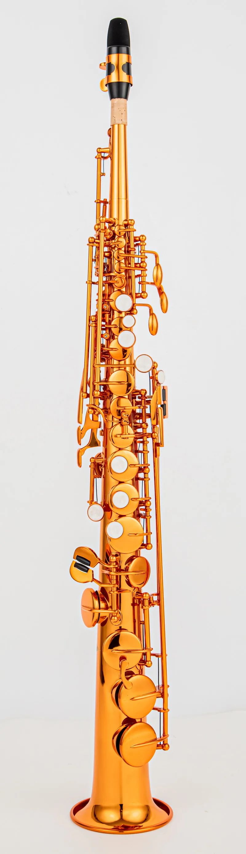 Tillverkad i Frankrike Mark VI Brass Straight Soprano Sax Saxophone BB B Flat Woodwind Instrument Natural Shell Key Carve Mönster