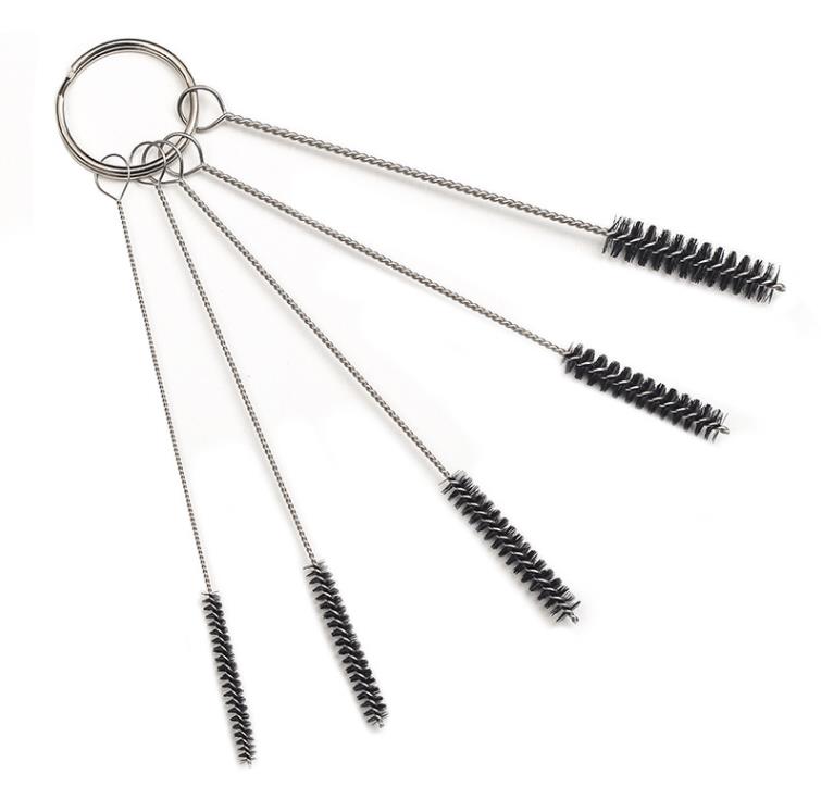 5 In 1 Pipe Cleaning Brush Keyring Keychain Multi-function Stainless Steel Straw Brush Cleaner for Sippy Cup Bottle and Tube SN4492