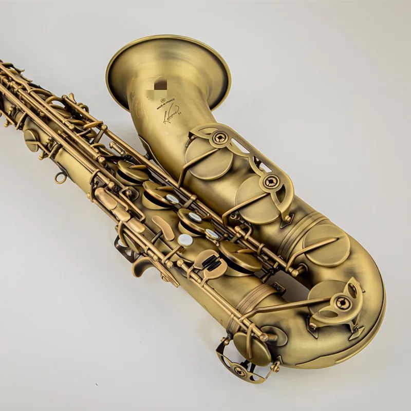 Images réelles R54 Saxophone ténor référence cuivre Antique B Instrument à vent plat avec étui embout anches cou 01