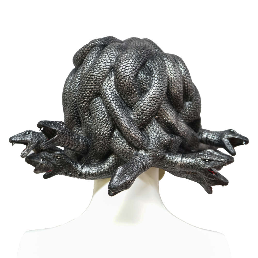 cosplay Eraspooky Evil Medusa Latex Snake Demon Queen Gorgons Cosplay Masker Zwart Volledig Gezicht Hoofddeksels Pasen Halloween Party Propscosplay