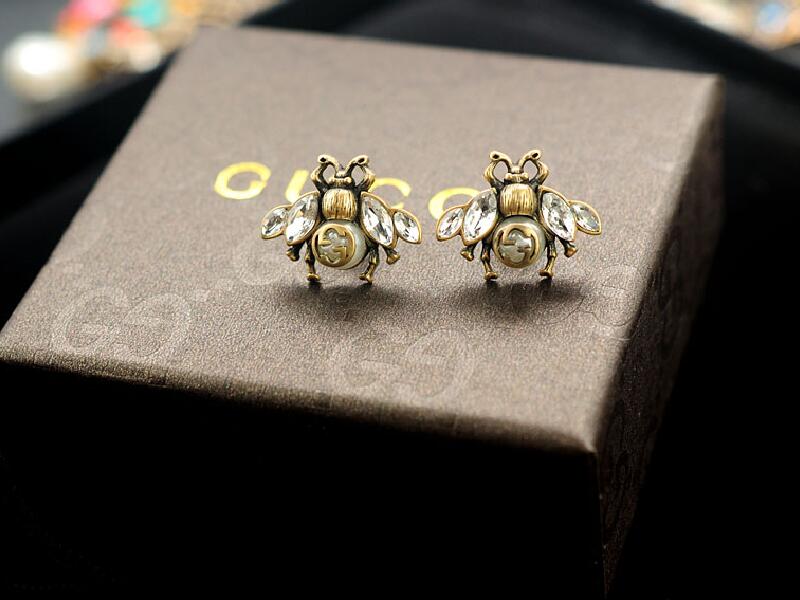 Realfine888 boucles d'oreilles G abeille avec perles boucle d'oreille bijoux emblématiques bijoux de créateur de luxe pour femme avec boîte