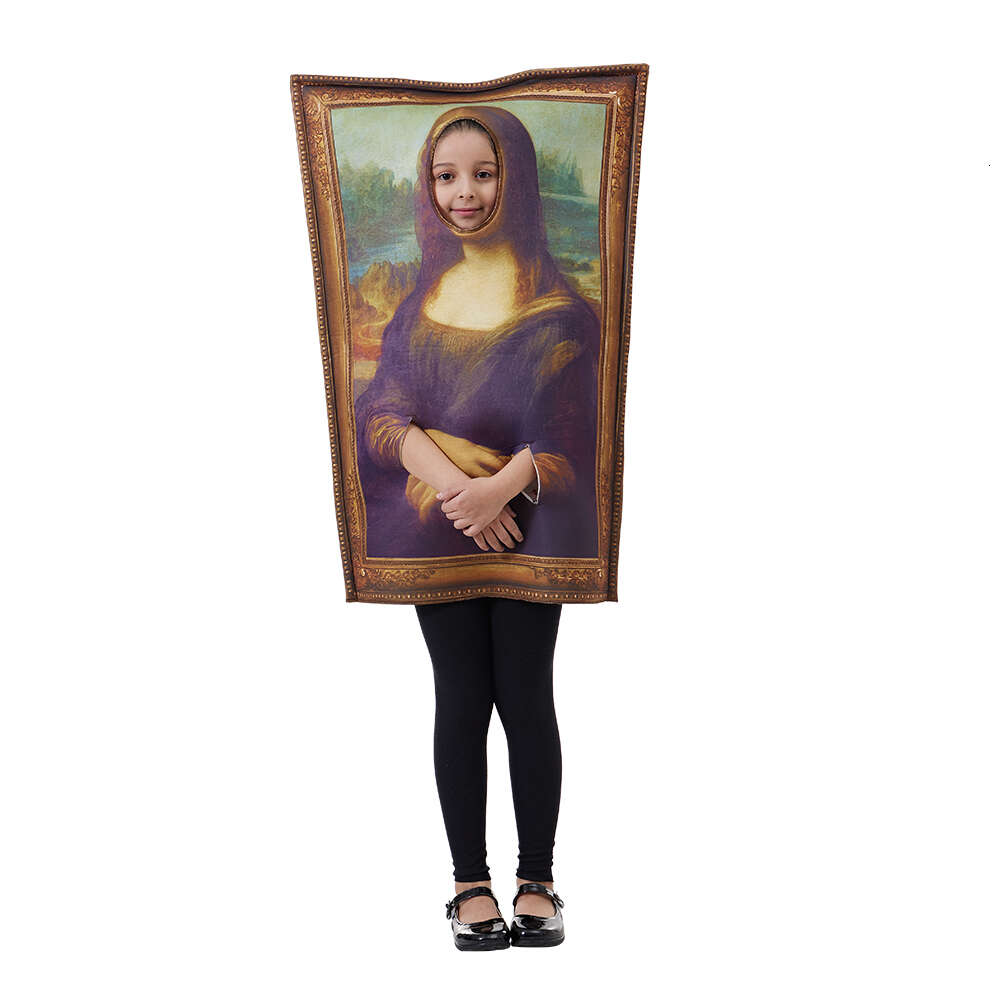 cosplay eraspooky halloween barn roliga mona lisa väggmålning dräkt unisex svamp jumpsuit barn porträtt cosplay outfit carnival party purimcosplay