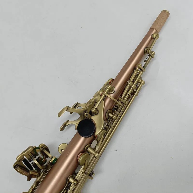Japan S-901 Mässing Straight Soprano Sax Saxophone BB B Flat Woodwind Instrument Natural Shell Key Carve Mönster 01