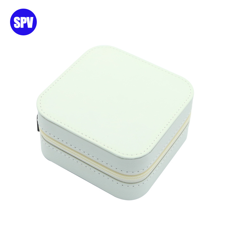 Sublimation PU Jewelry storage Boxes Mini Square jewelry collection Organizer for heat transfer print Stud Earrings Necklace Ring case Accessories Holder Pouch