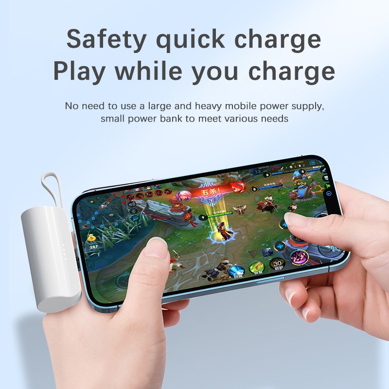 PowerBank 2in1 5000mAh Mini Portable Mobilephone Capsule Power Bank Batteri Plug and Play Type-C