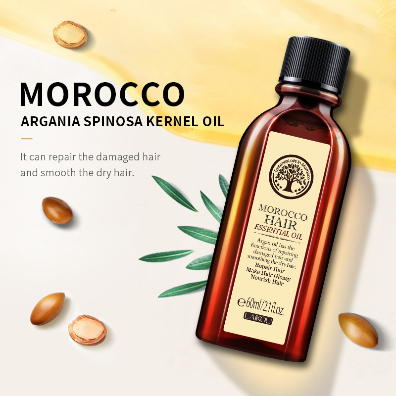 Marocko Hair Essence Oil fuktighetskräm Brightening Smooth Nourishing Reparation Damaged Hair Dry Split Ends 60 ml