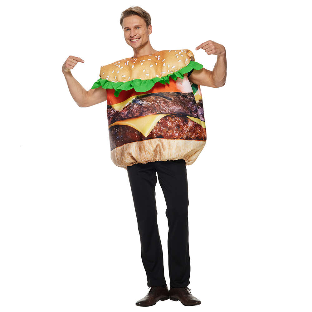 cosplay Eraspooky Hamburgerkostuum voor volwassenen Unisex Halloween-kostuums Grote Cheeseburger Jumpsuits Voedsel Cosplay-outfits Carnaval Partycosplay